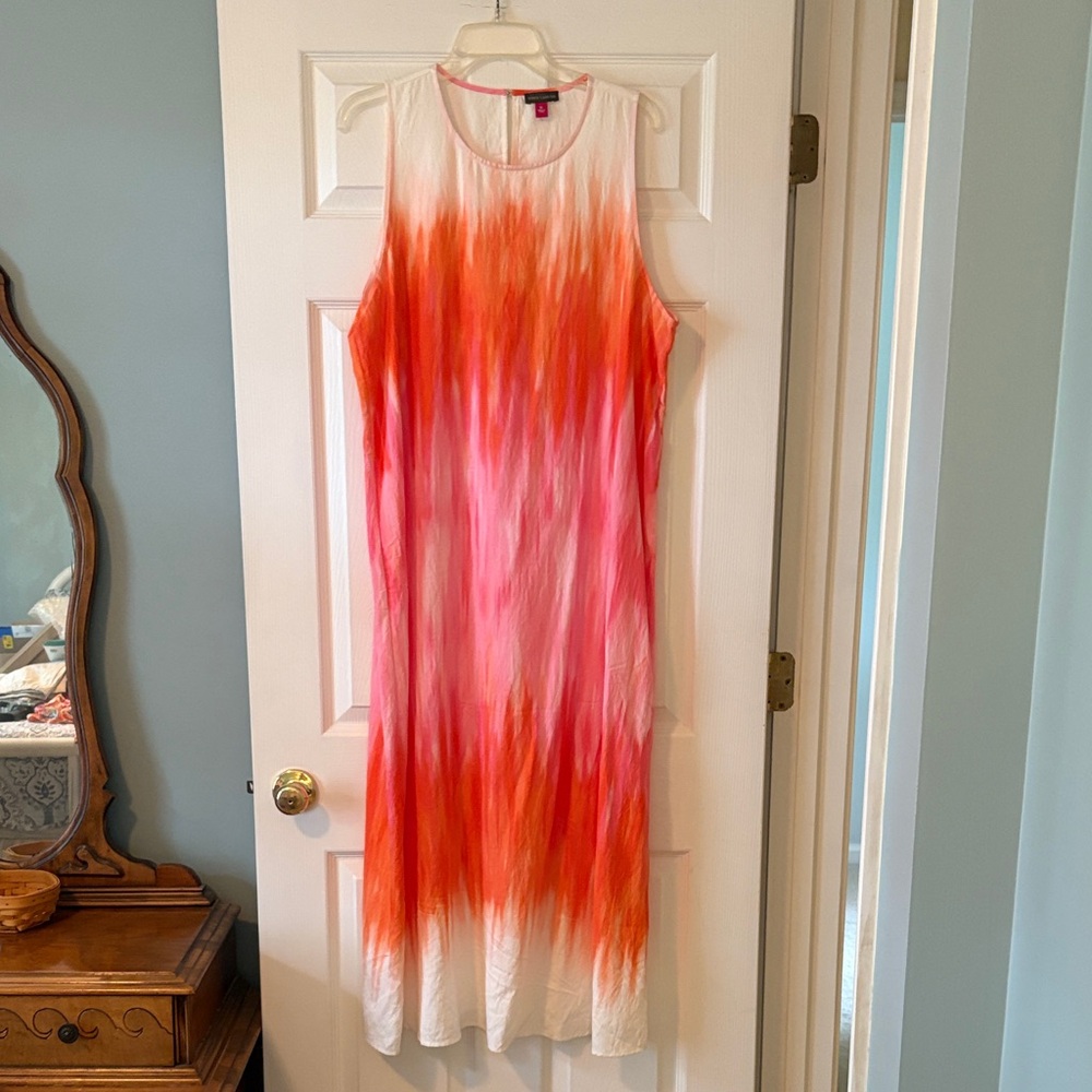 Vince Camuto Vibrant Orange and Pink Maxi Dress